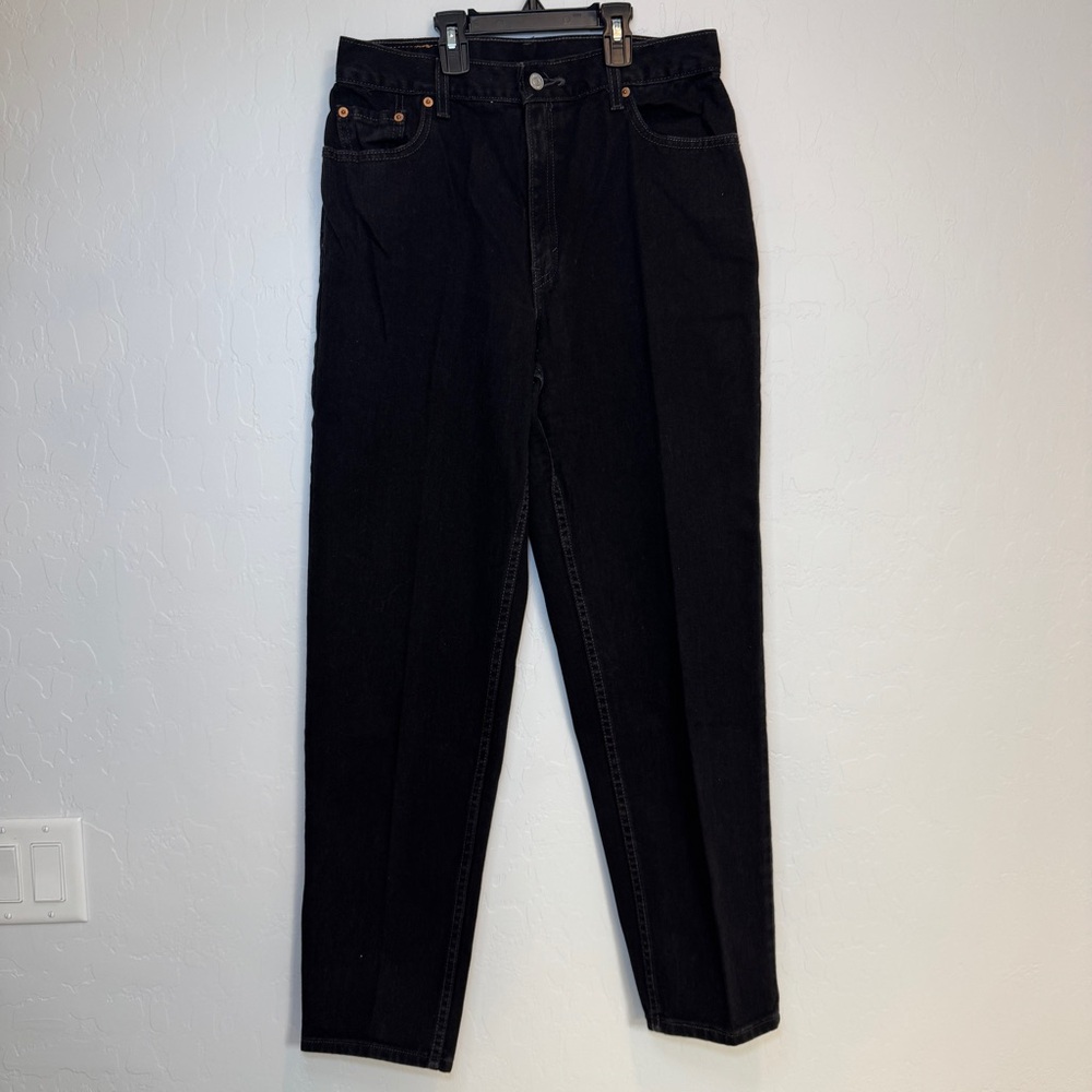 Levi's 550 Black Relaxed Fit Tapered Leg Mom Jeans High Rise 90s Y2K Vintage 12R